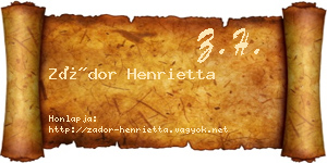 Zádor Henrietta névjegykártya